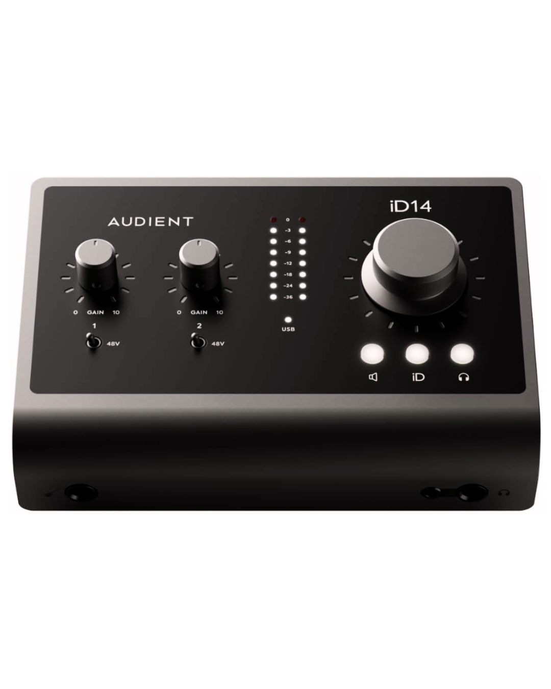 Interface de áudio Audient iD14 MKII para home studio, gravação de voz, podcast e produção musical profissional.