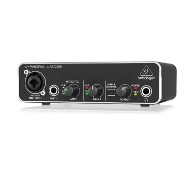 Interface de áudio Behringer U-Phoria UMC22, opção barata e funcional para iniciar um home studio