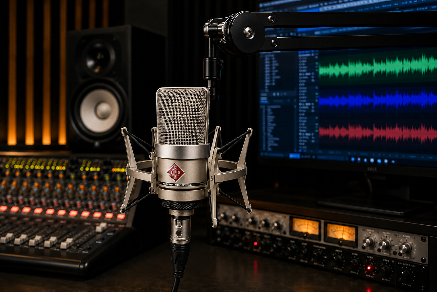 Microfone condensador Neumann TLM 103 profissional para gravação de voz, locução, podcast, home studio e produção musical.