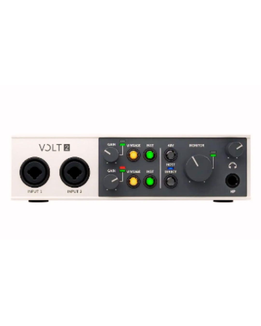 Interface de áudio Universal Audio Volt 2 para home studio, gravação de voz, podcast, streaming e produção musical profissional.